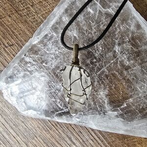 Handmade Raw Quartz Crystal Necklace